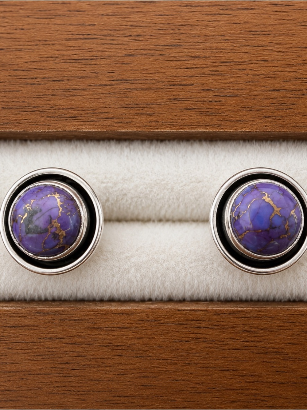 Purple Gemstone Sterling-Style Stud Earrings